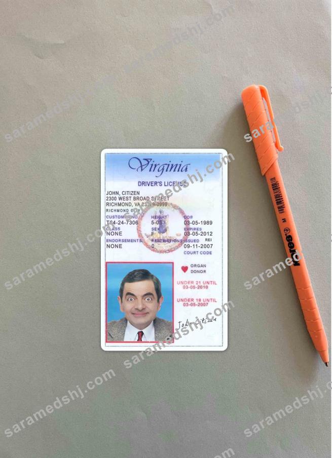 USA Virginia driving license under 21 photolook FRONT
